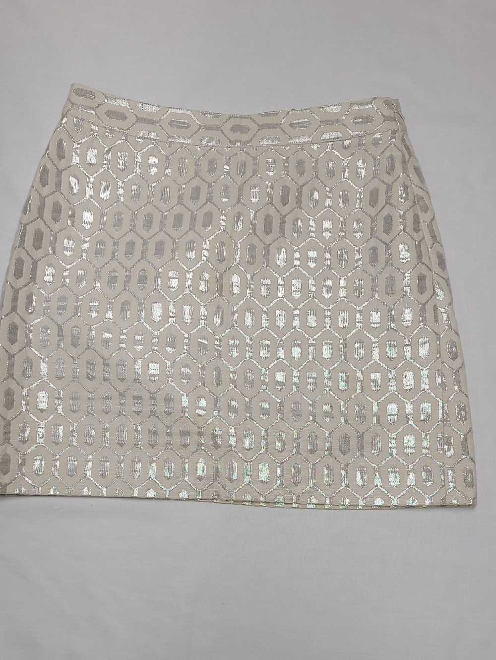 Banana Republic Flashy Night out Cream Metallic Geometric Glam Mini Skirt Y2K